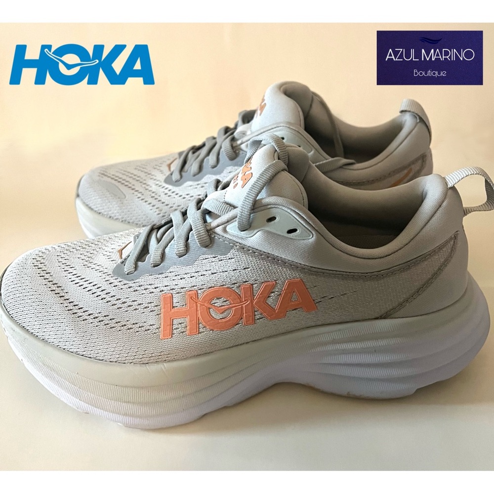 HOKA Bondi 8 Women's Gray Running Shoes - Picture 4 of 12